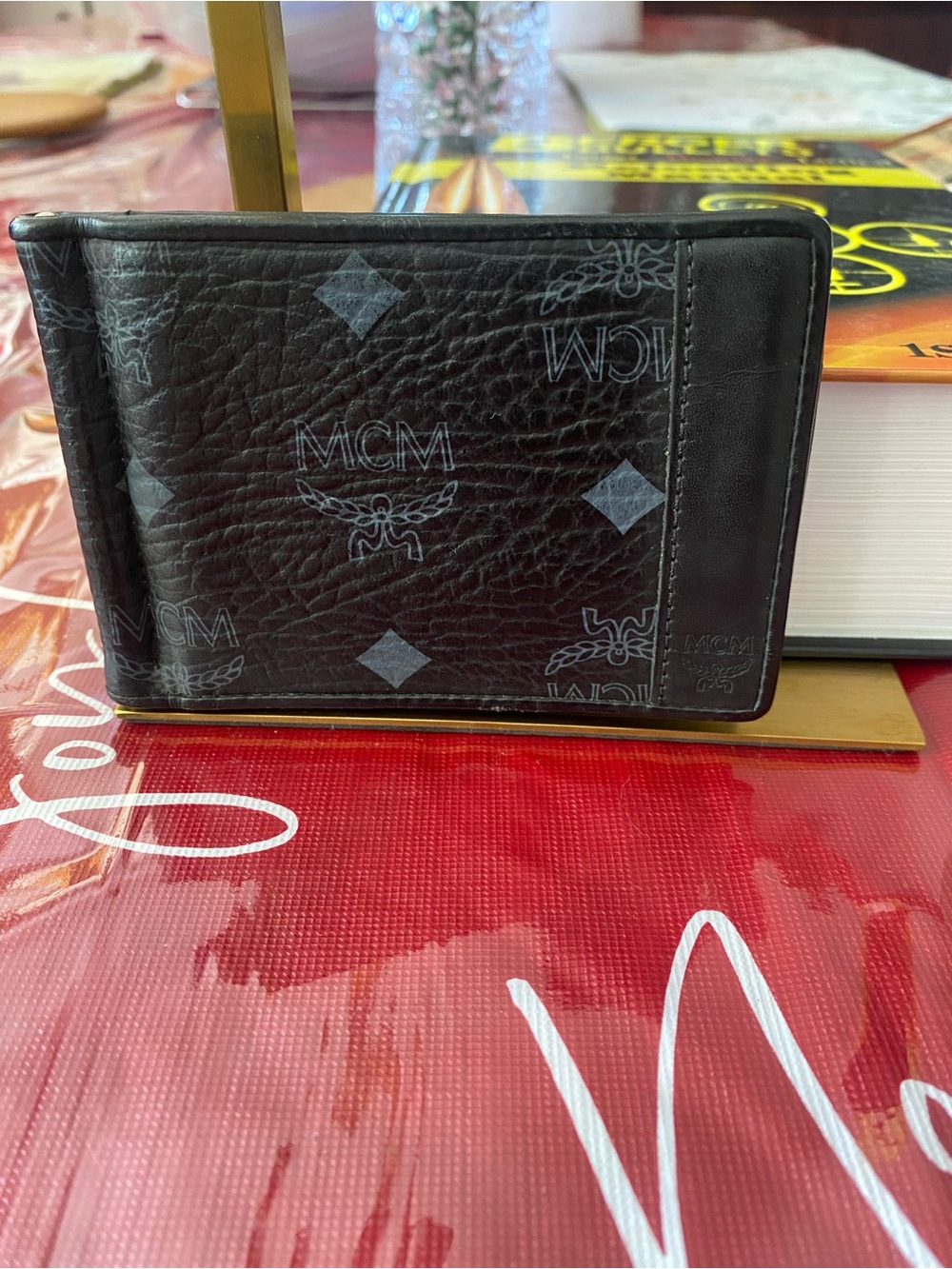 MCM Black Signature Monogram Leather Wallet